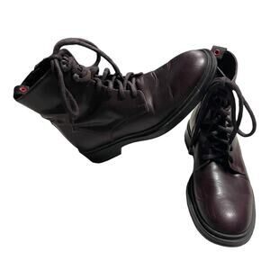 Boemos Combat Boots Lace Up and Zip Women's US 7.5 EU 38 Made in Italy Deep Red